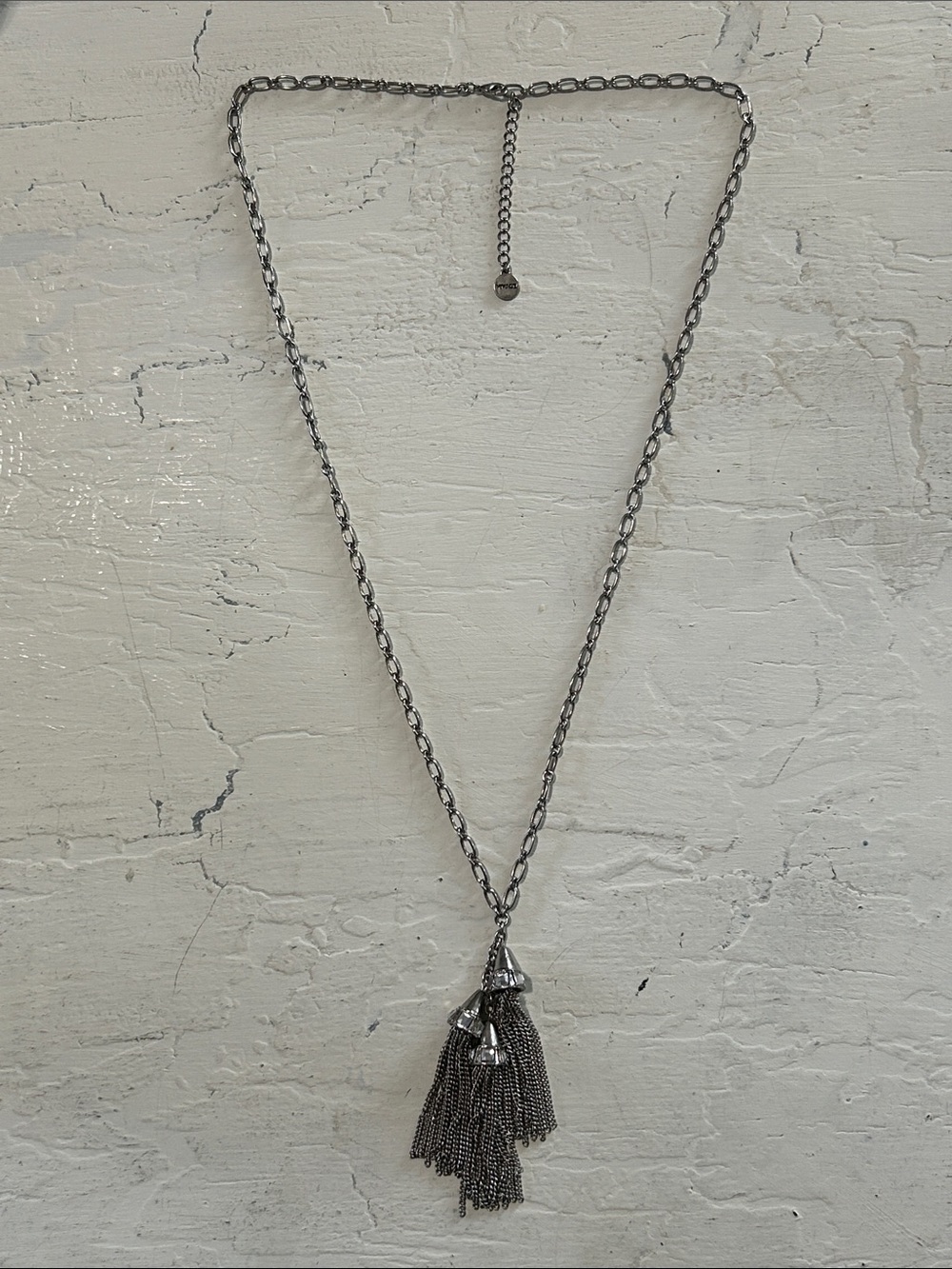 Gunmetal Tassel Pendant Necklace - Women's Jewelry